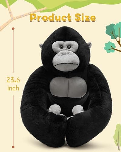 MaoGoLan Big Gorilla Stuffed Animal,23.6" Giant Gorilla Plush Toy,Soft and Cuddly Companion Plushie Gift for Gorilla Lover,Theme-Party Favor,Kids thumbnail 3