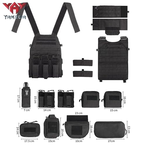 YAKEDA Tactical Training Vest with PALS System - Multi-Pocket Adjustable Straps Quick-Release Buckle for Hunting thumbnail 3