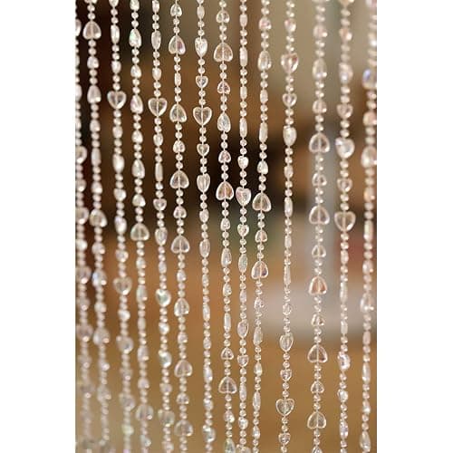 QueenBox® 39.4in 20pcs Clear Love Heart Curtain, Acrylic Hanging Door Beads String Room Divider for Home Party Wedding Shop, Transparent thumbnail 3