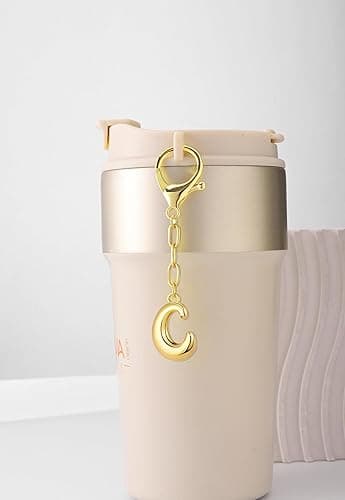 GAOKOXI Gold Bubble Initial Keychain Charm for Women Chunky Bag Purse Charms A-Z Letter Key Chains for Handbag Accessories - Gold-a thumbnail 6