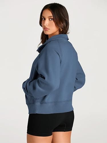 AUTOMET Womens Sweatshirts Half Zip Cropped Pullover Fleece Quarter Zipper Hoodies 2025 Fall Fashion Outfits Clothes thumbnail 5