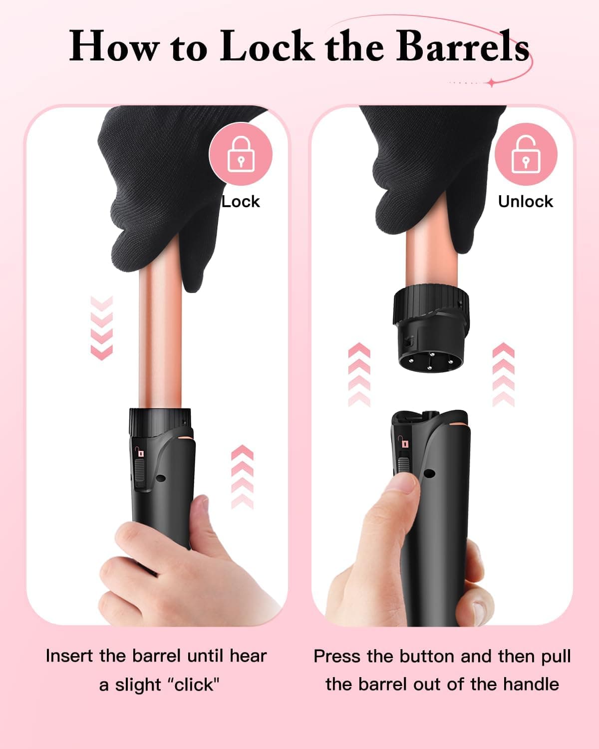 Waver Curling Iron Curling Wand - BESTOPE PRO 5 in 1 Curling Wand Set with 3 Barrel Hair Crimper for Women, Fast Heating Crimper Wand Curler in All Hair Type - Rose Gold thumbnail 9