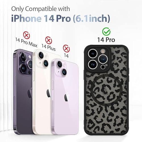 AIGOMARA Case for iPhone 14 Pro [Compatible with MagSafe] Black Leopard Pattern Design for Women Girls Men Soft TPU Bumper Hard PC Back Anti-Fall Shockproof Protective Slim Cover thumbnail 7