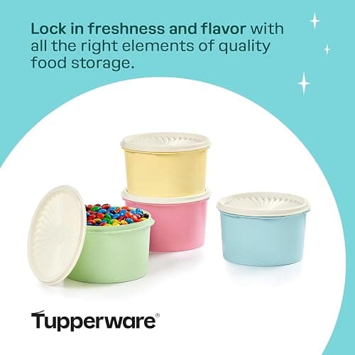 Tupperware Heritage Collection 8 Piece Food Storage Canister Set in Vintage Colors, Dishwasher Safe and BPA Free (4 Containers, 4 Lids) thumbnail 5