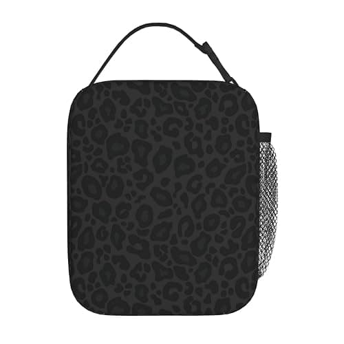 DORKEIXIA Black Leopard Cheetah Print Animal Skin Print Insulated Lunch Bag Portable Reusable Zipper Lunch Box For Men Women Work Picnic Travel Camping - Image 1