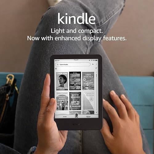 Amazon Kindle 16 GB (newest model) - Lightest and most compact Kindle, now with faster page turns, and higher contrast ratio, for an enhanced reading experience - Black thumbnail 9