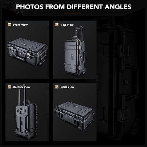 Lykus HC-5120 Waterproof Hard Case with Wheels and Customizable Foam, Interior Size 20.3x11.3x7.3 inch, Suitable for camera, lens, drone, mic, flashlight, projector, electronics, tools, and more thumbnail 7