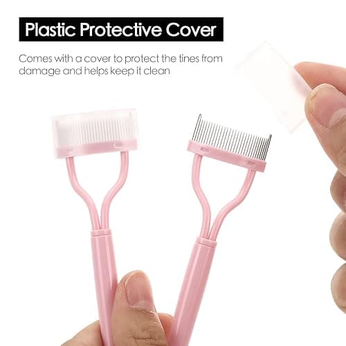 2 Pcs Eyelash Separator Tool Mascara Brushes Eyelash Comb Separator Definer Lash Comb for Combing, Separating Lashes - Light Pink thumbnail 4