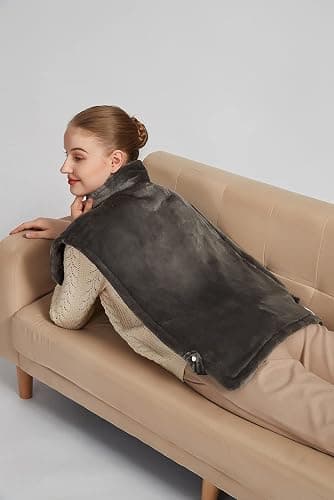 Ruqiji 26" x 35" Neck&Shoulder&Back Heating Pad with12 Temperature Settings, Pain Relief for Back/Neck/Shoulders/Menstrual Pain, Christmas Gifts for Women Men Mom Dad-Dark Grey thumbnail 7
