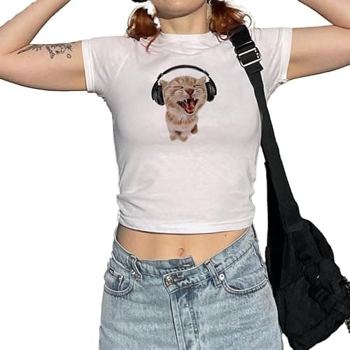 Y2k Graphic Baby Tee Women Grunge Emo Clothes Cute Aesthetic Crop Tops Alt Shirts - Image 1