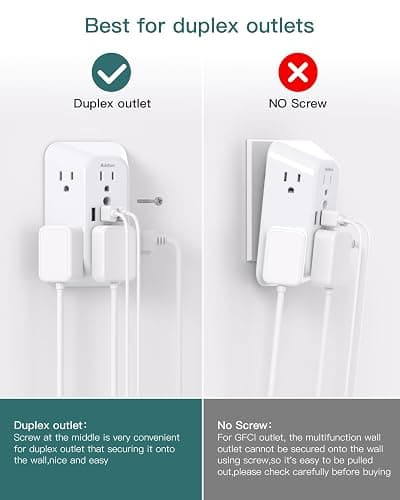 Addtam Surge Protector Outlet Extender, 6-Outlet Splitter with 4 USB Wall Charger(2 USB-C Ports), Multi Plug Wall Outlet 1800J Power Strip for Home Office Dorm Room Essentials thumbnail 3