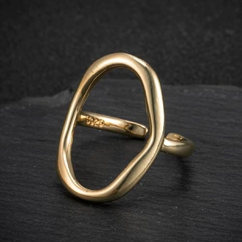 Oval Round Loop Open Statement Ring for Women Fashion 18K Gold Plated Ring Classic Oval Adjustable Ring Dainty Promise Minimalist Rings Jewelry for Women thumbnail 7