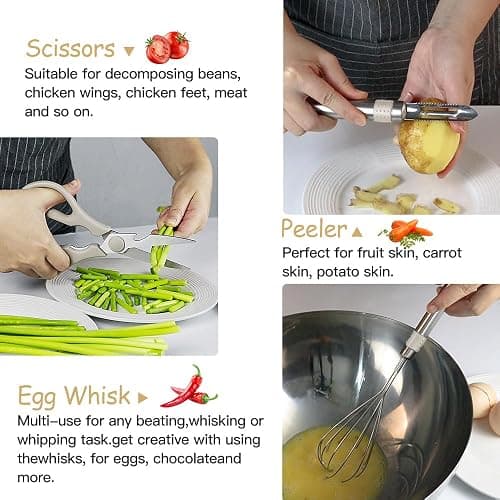 Kitchen Utensil Set-Silicone Cooking Utensils-33 Kitchen Gadgets & Spoons for Nonstick Cookware-Silicone and Stainless Steel Spatula Set-Best Kitchen Tools, Useful Pots (Khaki) thumbnail 6