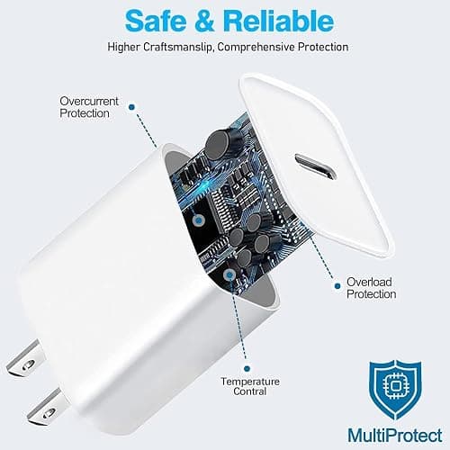 USB C Fast Charger for Apple iPad Pro 13/12.9/11 in 2025-2018,iPad 11th(A16),iPad Air 5th/Mini 7th,iPhone 17/16/15 Series,USB C Charger Fast Charging Adapter Wall Block with 6FT USBC to C Cable Cord thumbnail 6