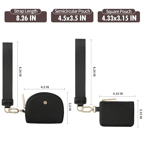 Keychain Wallet Mini Zip Around Wristlet Wallets for Women Detachable Dual Pouch Wristlet Portable Coin Purse Small Wallets With RFID Blocking (Black & Gold Hardware) thumbnail 5