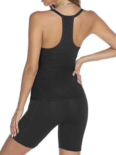 Trendy Queen Womens Workout Tank Tops Racerback Summer 2025 Camisole Top V Neck Ribbed Sleeveless Beach Fashion Clothes thumbnail 4