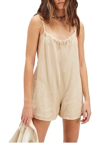 happlan Women's Fashion Shortalls Romper Overalls with Pockets - Image 1