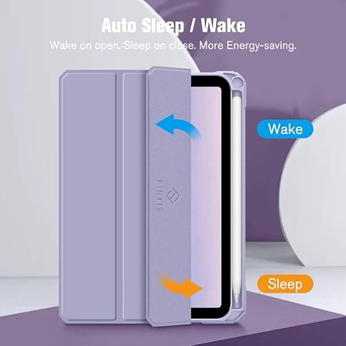Fintie Hybrid Slim Case for iPad Mini 7 (A17 Pro, 7th Generation) 2024 / iPad Mini 6 (6th Gen) 8.3 Inch, [Built-in Pencil Holder] Shockproof Cover Clear Transparent Back Shell, Lilac Purple thumbnail 3