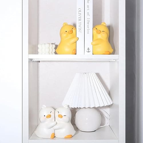 JARPSIRY Cute Hug Ducks Decorative Bookends, Unique Book Ends to Hold Books Creative Resin Book Holder Stopper for Home Office Desk Bookshelf Decoration thumbnail 7