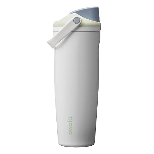 Owala FreeSip Sway Insulated Stainless Steel Water Bottle with Two-Way Spout, Built-in Straw and Bucket Handle, 890ml, BPA Free, Leak Proof, Iced Breeze (Mint/White) - Image 1