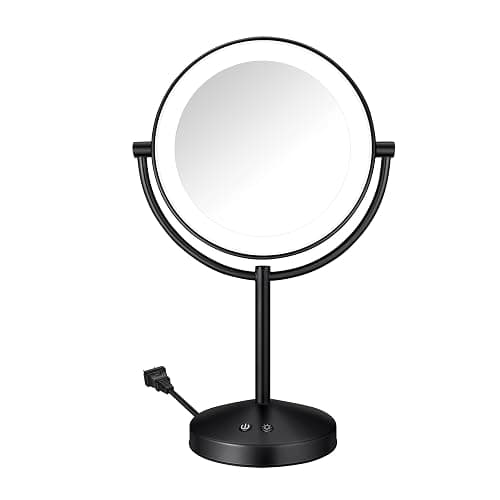 Conair Lighted Makeup Mirror, Double-Sided LED Vanity Mirror with 1X/10X Magnification, 3 Light Settings, 3 Modes, 360° Rotation, Matte Black Finish - Image 1