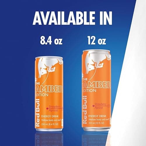 Red Bull Amber Edition Energy Drink, Strawberry Apricot, 114mg Caffeine, 12 fl oz, Pack of 8 Cans thumbnail 9