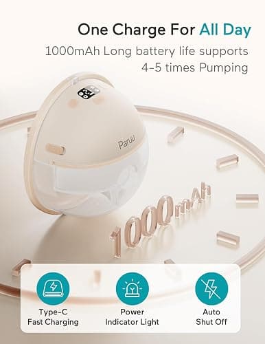Paruu Hands Free Breast Pump P16, Wearable Breast Pump Electirc Portable with 4 Modes & 12 Levels, Max 309mmHg Strong Suction 19/21/24mm Flange Inserts Wearable Breastfeeding Pump, 2 Pack（Nude thumbnail 5
