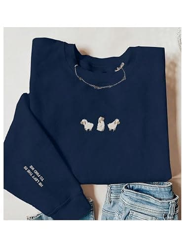 SweatyRocks Women's Animal Embroidered Crewneck Sweatshirts Long Sleeve Casual Pullover Tops thumbnail 3
