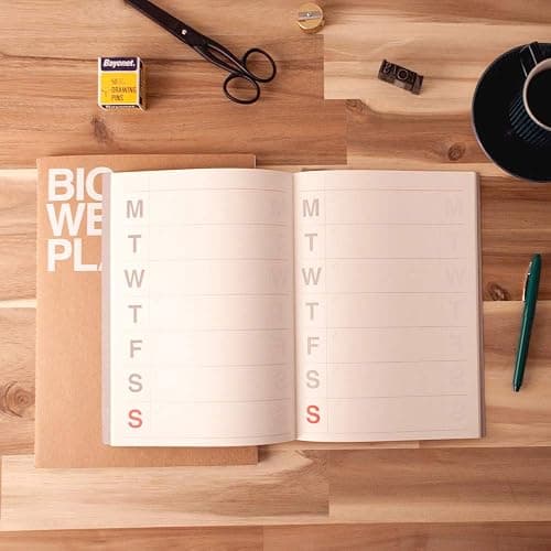 JSTORY Large Weekly Planner Stitch Bound Lays Flat Undated Year Round Flexible Cover Goal/Time Organizer Thick Paper Eco Friendly Customizable B5 7.2" X 10.1" 54 Weeks 120 GSM 28 Sheets Pink thumbnail 2