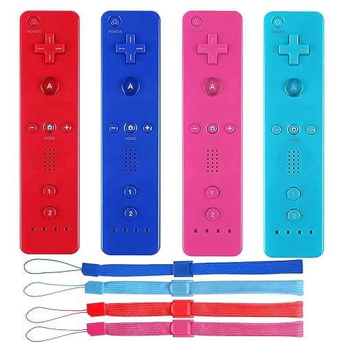 Tevodo Wii Remote Controller, 4 Packs Upgrade Wireless Controller Compatible with Wii Wii U(Red Blue Pink Deep Blue) thumbnail 2