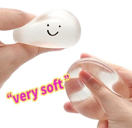 Handmade Crystal Ball Taba Squishy Toy, Clear Taba Squishy Ball, Cute and Funny Smile Design, Soft Sticky and Glossy, Stress Relief Fidget Sensory Toy, for Adults (Crystal 1pcs) thumbnail 4