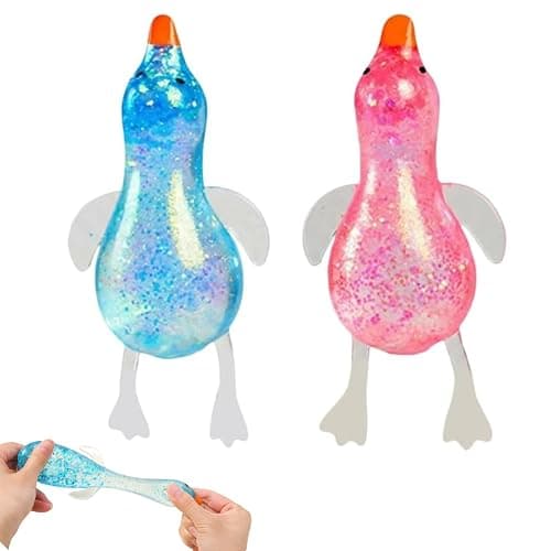 2 Pcs Glitter Cute Duck Squishy Sugar Stress Ball, Kawaii Squishy Stress Balls, Soft Slow Rising Sensory Fidget Toy, Ultra Soft Squeeze Ball for Anxiety Relief & Stress Relief, Ideal Desk Decor - Image 1