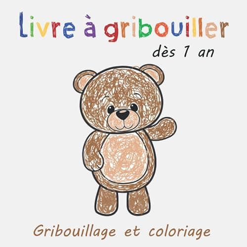 Livre à gribouiller dès 1 an: Livre de coloriage épais avec 50 jolis motifs simples à gribouiller, à colorier et à apprendre les premiers mots - Image 1