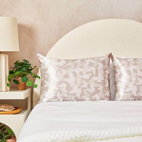 Kitsch Satin Pillowcase with Zipper for Hair & Skin, Softer Than Silk Pillow Cases Queen, Wrinkle-Free, Smooth and Cooling Satin Pillow Covers, Standard Size 19"x26", Champagne Butterfly thumbnail 9
