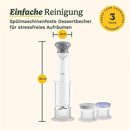 Cuisinart FreezeWand Eismaschine – 5in1 Eiscreme, Sorbet, Milchshake, Slushie – 3 Becher – Vegan, laktosefrei, proteinreich – 5 Min. Zubereitung – Kompakt & tragbar, Weiß/Grau thumbnail 8