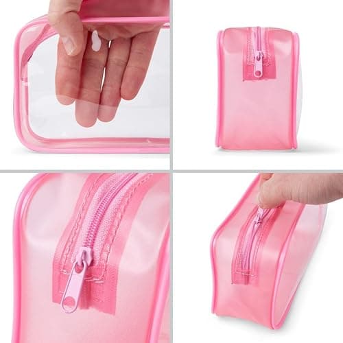 Soul Projekt Clear Pencil Case for Exams, Large Pink Transparent Exam Pencil Case for Students, Portable Clear Makeup Bag, PVC Pouch See Through Toiletry and Cosmetic Bag, Back to School Supplies thumbnail 6