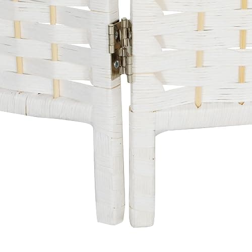 HOMCOM Room Divider 4 Panel, 6FT Tall Folding Privacy Screen, Freestanding Hand-Woven Partition for Room Separation with 360° Hinges, Paper Rope Diamond Weave, White thumbnail 9