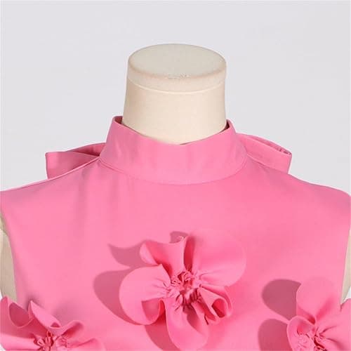 platlogy Women's Desinger 3D Flowers Summer Evening Party Dress Stand Collar Sleeveless Formal Maxi Dresses thumbnail 4