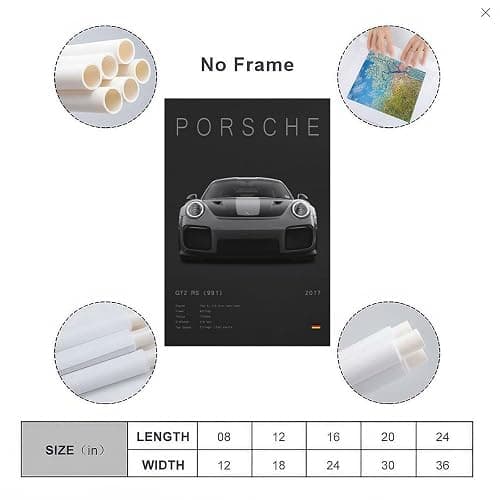Super Car Poster for Boys Room,Racing Car Canvas Wall Art for Home Decor,Man Cave,Office Dorm Decoration Perfect for Birthday Party Gifts 3 thumbnail 2