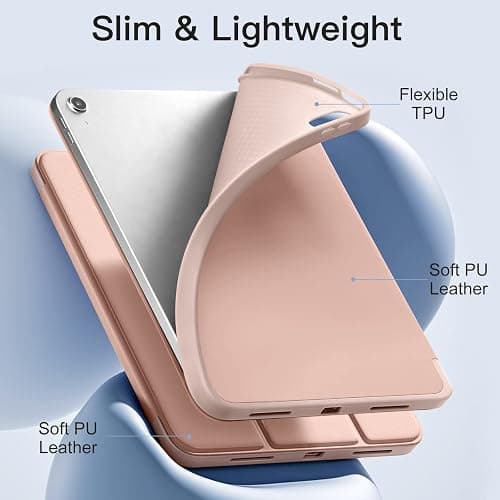 Akkerds Compatible with iPad (A16) 11th Generation Case 11 Inch 2025, for iPad 10th Generation Case 10.9 Inch 2022 with Pencil Holder, Slim Trifold Stand Protective Cover with Soft TPU Back, Rose Pink thumbnail 5