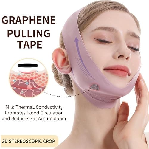 V-Line Lifting Mask, Chin Strap for Sleeping, Jawline Wrap, Medium, Pink thumbnail 2