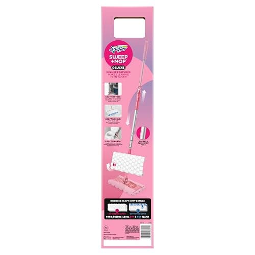 Swiffer Sweep and Mop Deluxe, Limited Edition Pink Wicked: for Good, 2-in-1 Floor Mopping and Sweeping Kit, 1 Sweeper Device, 5 Heavy Duty Dry Sweeping Cloths, 3 Heavy Duty Wet Mopping Cloths thumbnail 16