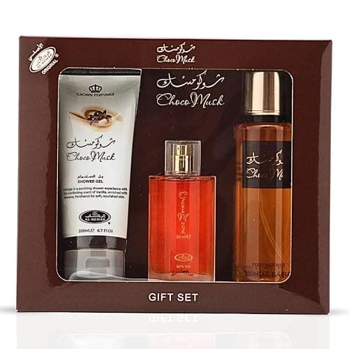 Al-Rehab Choco Musk 3-Piece Gift Set – Eau de Parfum 50ml + Shower Gel 200ml + Body Mist 250ml – Warm Spicy & Chocolate Unisex Collection - Image 1