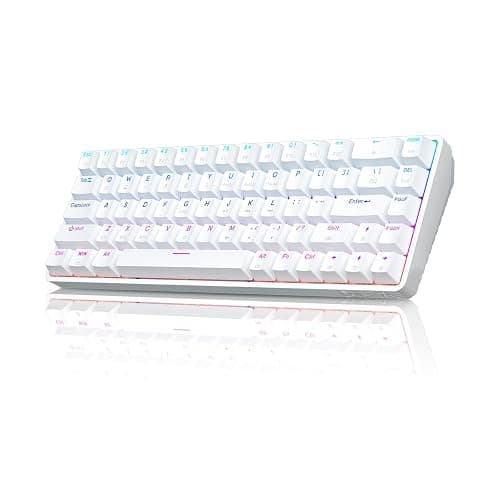 DIERYA DK68 Wireless Mechanical Keyboard, 60% Gaming Keyboard with Red Switch, Triple Mode 2.4GHz/USB-C/BT5.0, RGB Backlit, Anti-Ghosting Keys, 68 Keys Portable Mini Wired Office Keyboard-White - Image 1