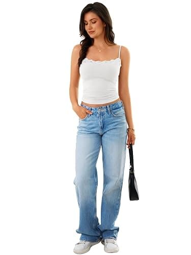 GKBK Womens Built in Bra Lace Tank Tops Going Out Double Lined Cami Shirt | Cloud-like Comfort, Padded, Square Neck, Y2K, Sexy Camisole thumbnail 6