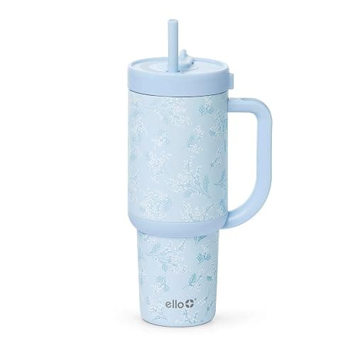 Ello Oasis 30 oz Tumbler with Handle & Retracting Straw | Reusable Insulated Stainless Steel Cup 100% Leakproof, Gifts for Teens Women Men | Keeps cold for 24 Hours, Cup Holder Friendly, Sweet Alyssum - Image 1