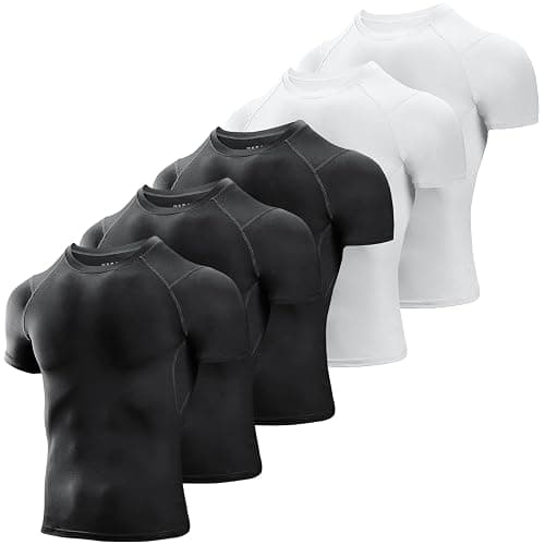 Niksa Men's Compression Shirts 3/5 Pack,Short Sleeve Athletic Compression Tops Cool Dry Workout T Shirt - Image 1