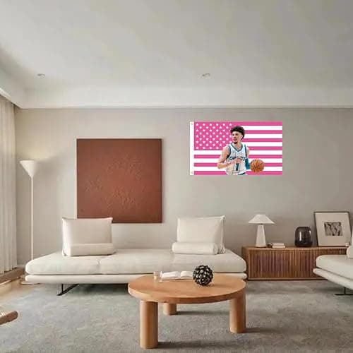 MAGJIUKE Lamelo American Flag Wall Tapestry,Pink Ball Wall Hanging Decor for Bedroom,3x5 Ft with Brass Grommets for College Dorm Room Bedroom Outdoor Parties Decor thumbnail 4