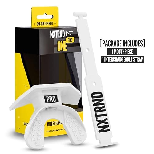 Nxtrnd One Pro Football Mouth Guard, Interchangeable Strap, Fits Adult & Youth (White) thumbnail 5