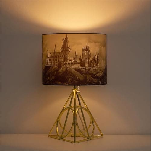 Idea Nuova Harry Potter Figural Table Lamp – 16" Tall Gold Wire Base with Printed Hogwarts Shade, Decorative Kids Desk or Nightstand Lamp for Bedroom, Playroom, or Study Area thumbnail 2